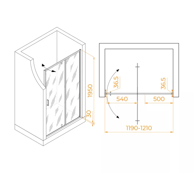 Душевая дверь RGW LE-103, Цвет стекла: прозрачное, Цвет профиля: Хром, Выбрать размер: 120, изображение 2