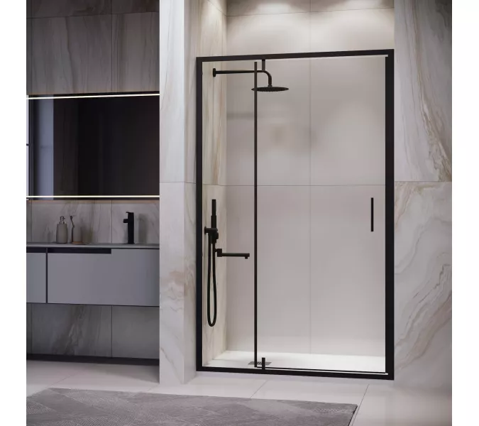 Душевая дверь RGW LE-103B, Цвет стекла: прозрачное, Цвет профиля: Черный, Выбрать размер: 100