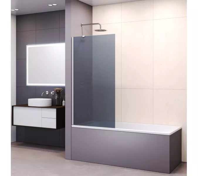 Шторка на ванну RGW SC-150, Цвет стекла: тонированное, Цвет профиля: Хром, Выбрать размер: 90