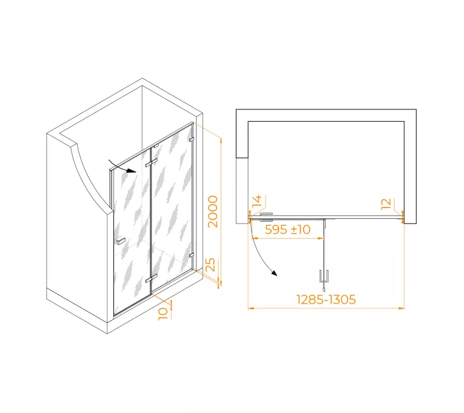 Душевая дверь RGW SV-004Gr, Цвет стекла: матовое-сатинат, Цвет профиля (вариация): Серый, Выбрать размер: 130, изображение 2