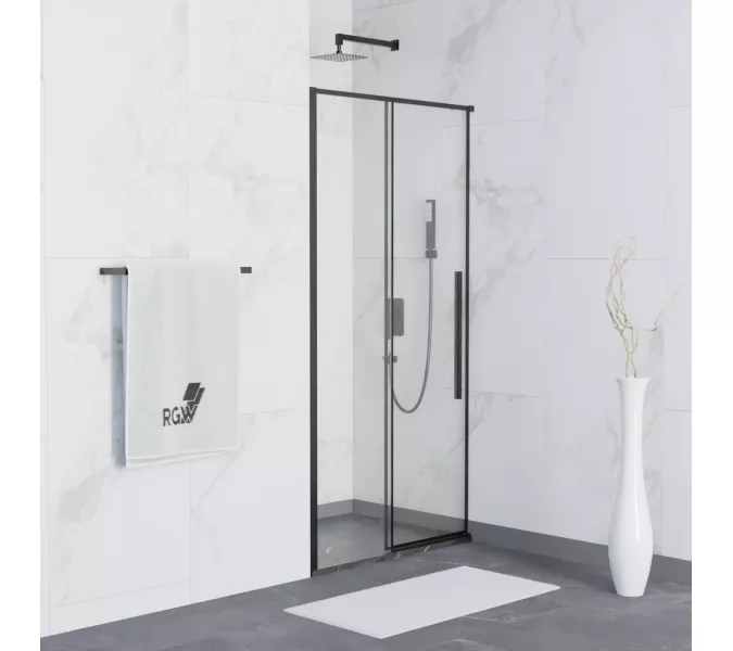 Душевая дверь RGW SV-12B, Цвет стекла: прозрачное, Цвет профиля (вариация): Черный, Выбрать размер: 100
