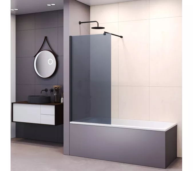 Шторка на ванну RGW SC-051B, Цвет стекла: тонированное, Цвет профиля: Черный, Выбрать размер: 60