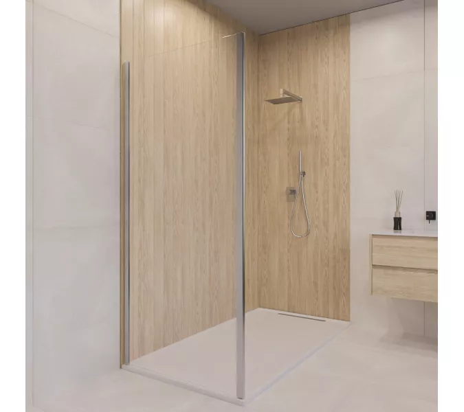 Боковая панель RGW Z-050-5, Цвет стекла: прозрачное, Цвет профиля: Хром, Выбрать размер: 90