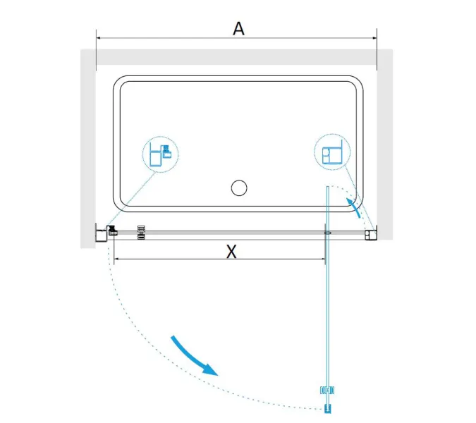 Душевая дверь RGW PA-105, Цвет стекла: прозрачное, Цвет профиля (вариация): Хром, Выбрать размер: 80, изображение 2