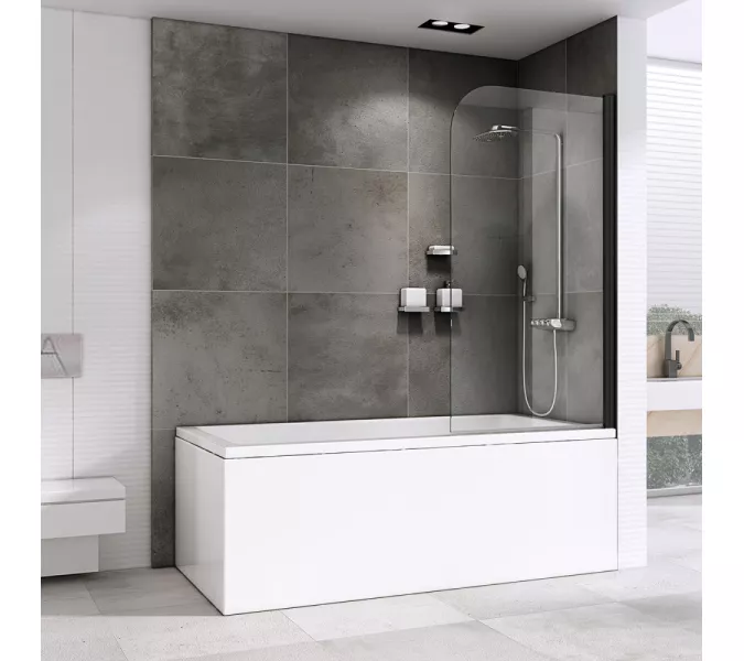 Шторка на ванну ABBER Ewiges Wasser AG52080B, Цвет профиля: Черный, Выбрать размер: 80х140