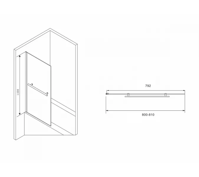 Шторка на ванну ABBER Immer Offen, Цвет профиля: Черный, Выбрать размер: 80х140, изображение 2
