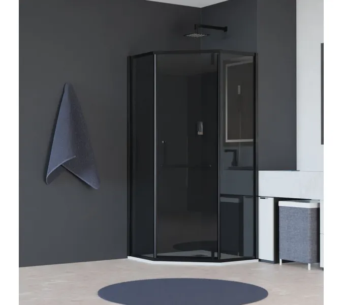 Душевой уголок RGW HO-084B, Цвет стекла: тонированное, Цвет профиля (вариация): Черный, Выбрать размер: 90х90