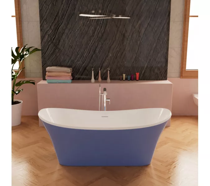 Ванна акриловая Frank F6104 White/Light Blue  170х75, Выбрать цвет: Белый/голубой