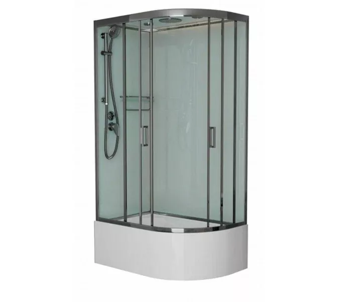 Душевая кабина Frank F412/2 М L/R White матовое стекло высокий поддон, Цвет стекла: матовое, Цвет профиля: Белый, Тип поддона: Высокий, Выбрать размер: 120х80, Внешний вид: без крыши, Ориентация: левая