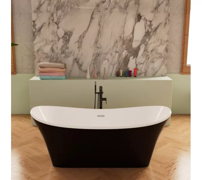 Ванна акриловая Frank F6104 White/Black  170х75, Выбрать цвет: Черный / Белый