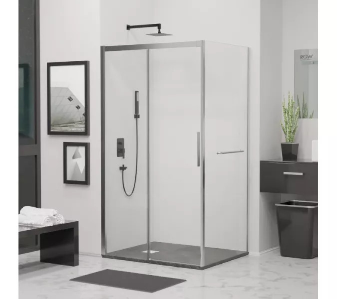 Душевой уголок RGW LE-41-1 (LE-12 + Z-060-2) прозрачное/хром, Цвет стекла: прозрачное, Цвет профиля (вариация): Хром, Выбрать размер: 2000x1000