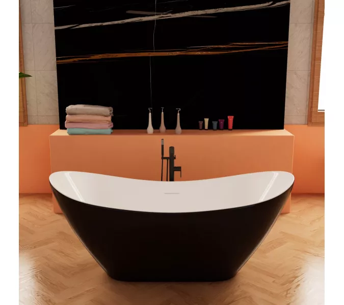 Ванна акриловая  Frank F6107 White/Black 170х75, Выбрать цвет: Белый / Черный