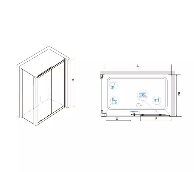 Душевой уголок RGW CL-48 (CL-14 + Z-050-1), Цвет стекла: прозрачное, Цвет профиля (вариация): Хром, Выбрать размер: 140x80, изображение 3