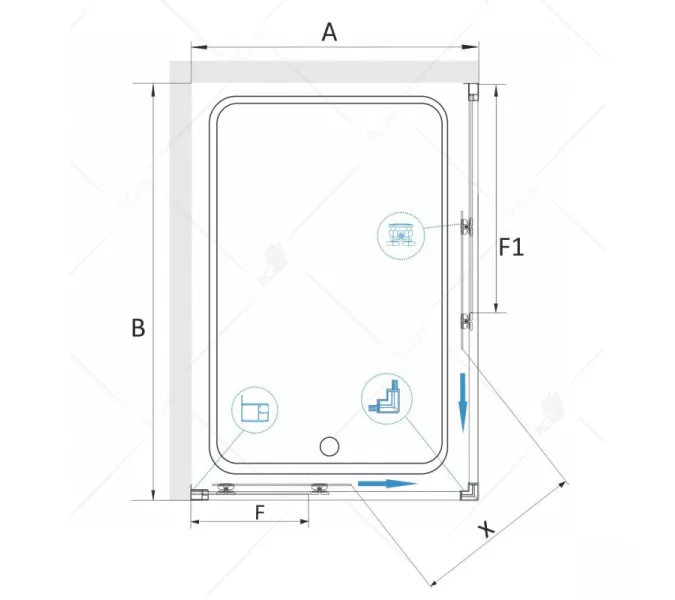 Душевой уголок RGW CL-44B, Цвет стекла: прозрачное, Цвет профиля: Черный, Выбрать размер: 800x1000, изображение 3