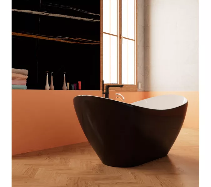 Ванна акриловая  Frank F6107 White/Black 170х75, Выбрать цвет: Белый / Черный, изображение 2