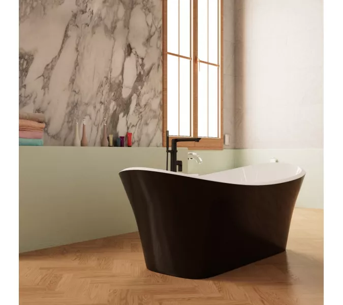 Ванна акриловая Frank F6104 White/Black  170х75, Выбрать цвет: Черный / Белый, изображение 3