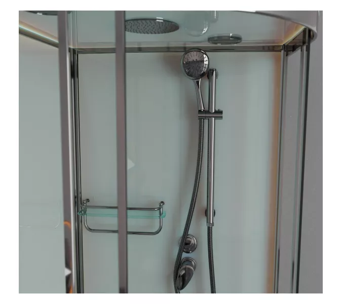 Душевая кабина Frank F409/1 М Brilliant матовое стекло, Цвет стекла: матовое, Цвет профиля: Хром, Тип поддона: Средний, Выбрать размер: 90х90, Внешний вид: с крышей, изображение 4