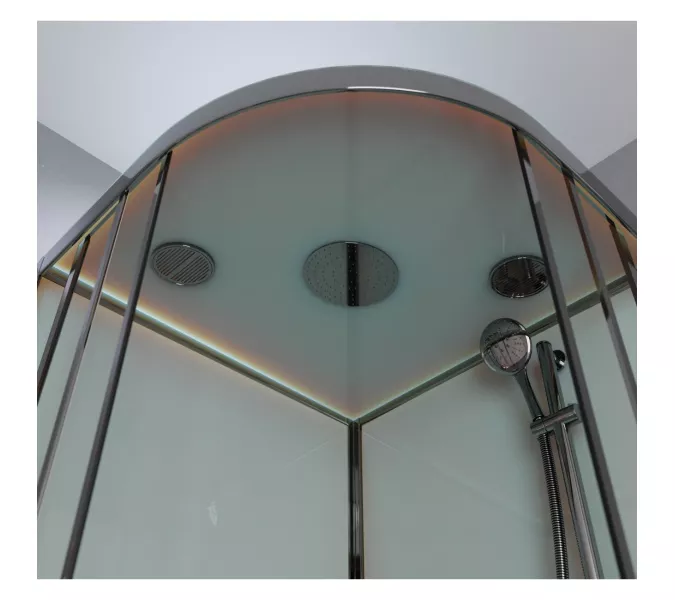 Душевая кабина Frank F409/1 М Brilliant матовое стекло, Цвет стекла: матовое, Цвет профиля: Хром, Тип поддона: Средний, Выбрать размер: 90х90, Внешний вид: с крышей, изображение 5