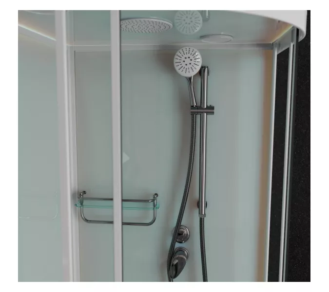 Душевая кабина Frank F400/1 М White  матовое стекло, Цвет стекла: матовое, Цвет профиля: Белый, Тип поддона: Средний, Выбрать размер: 100х100, Внешний вид: без крыши, изображение 4