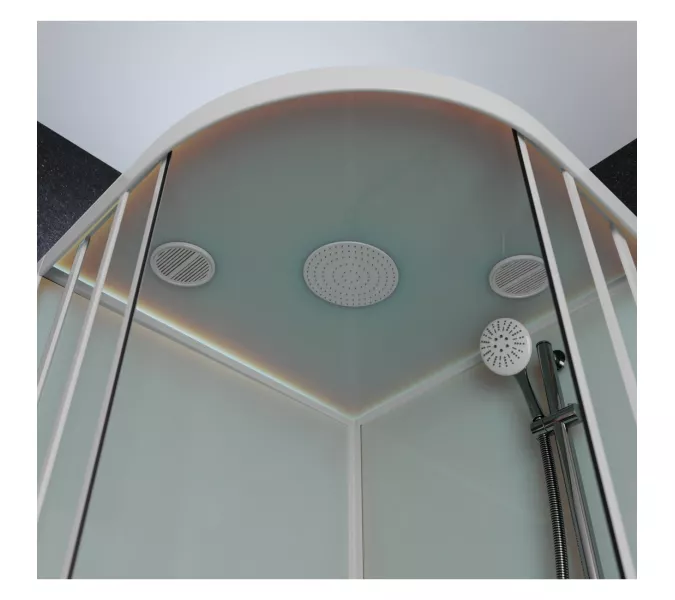 Душевая кабина Frank F400/1 М White  матовое стекло, Цвет стекла: матовое, Цвет профиля: Белый, Тип поддона: Средний, Выбрать размер: 100х100, Внешний вид: без крыши, изображение 5