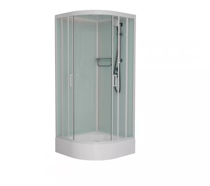 Душевая кабина Frank F400/1 М White  матовое стекло, Цвет стекла: матовое, Цвет профиля: Белый, Тип поддона: Средний, Выбрать размер: 100х100, Внешний вид: без крыши