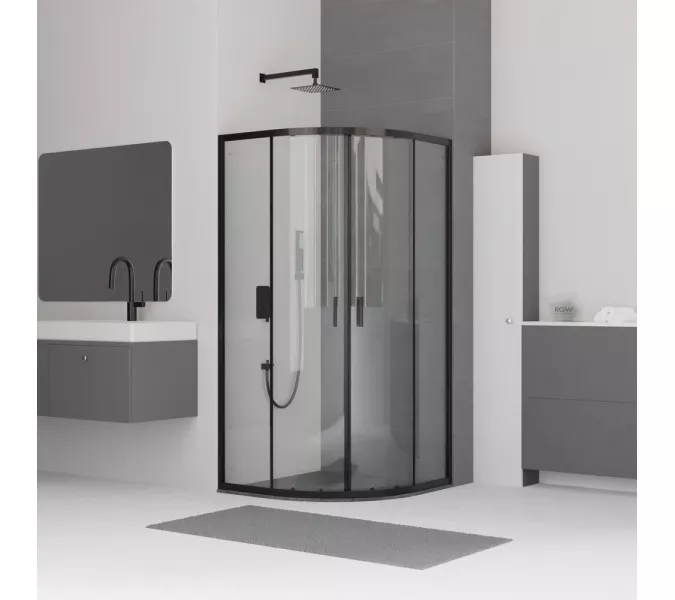 Душевой уголок RGW CL-54B, Цвет стекла: прозрачное, Цвет профиля: Черный, Выбрать размер: 900x900