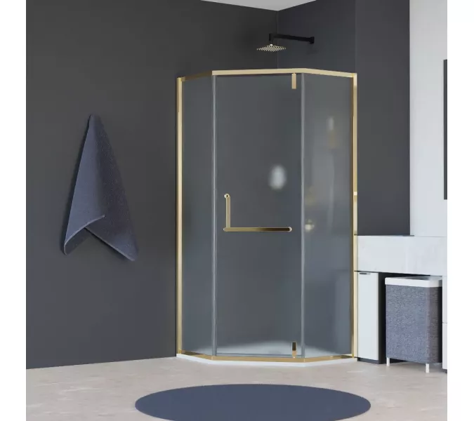 Душевой уголок RGW HO-084G, Цвет стекла: матовое-сатинат, Цвет профиля (вариация): Золотой, Выбрать размер: 90x90