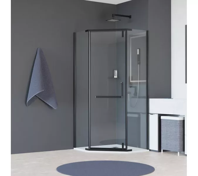Душевой уголок RGW HO-081B, Цвет стекла: прозрачное, Цвет профиля (вариация): Черный, Выбрать размер: 90x90
