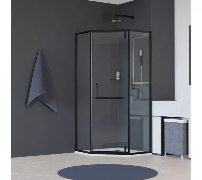 Душевой уголок RGW HO-084B, Цвет стекла: прозрачное, Цвет профиля (вариация): Черный, Выбрать размер: 100x100