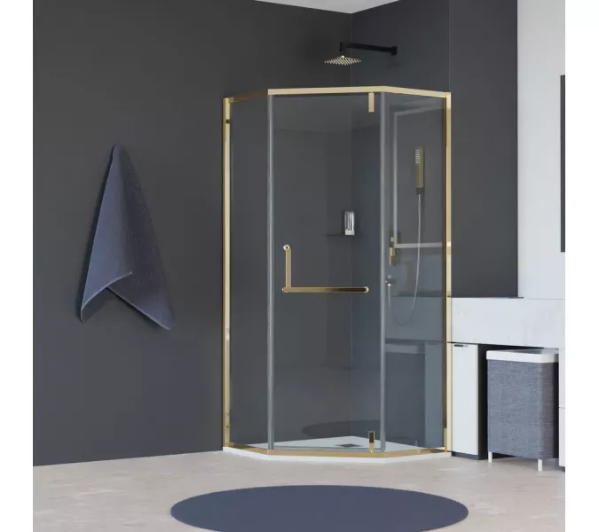 Душевой уголок RGW HO-084G, Цвет стекла: прозрачное, Цвет профиля: Золотой, Выбрать размер: 1000*1000