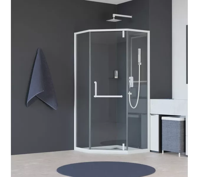Душевой уголок RGW HO-084W, Цвет стекла: прозрачное, Цвет профиля (вариация): Белый, Выбрать размер: 90x90