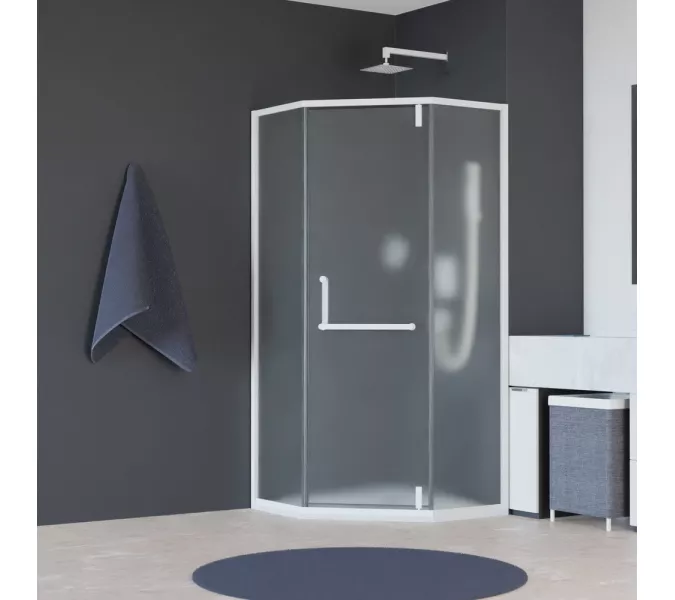 Душевой уголок RGW HO-084W, Цвет стекла: матовое-сатинат, Цвет профиля (вариация): Белый, Выбрать размер: 90x90