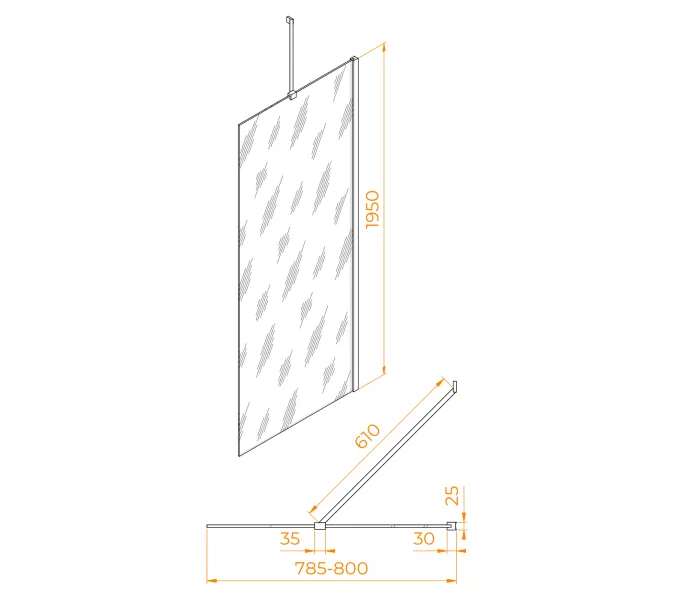 Боковая панель RGW Z-14, Цвет стекла: прозрачное, Цвет профиля: Хром, Выбрать размер: 80, изображение 3