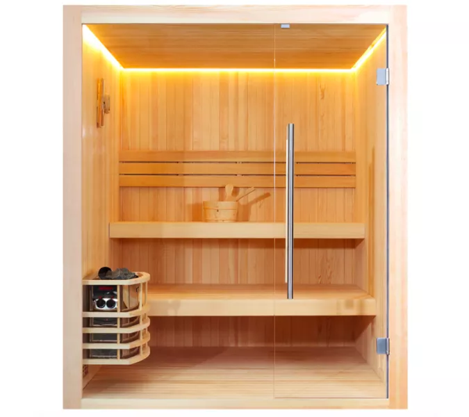 Финская сауна Frank 810 серия, 2 полки, кедр/липа, Выбрать размер: 140х140, Дерево : Липа