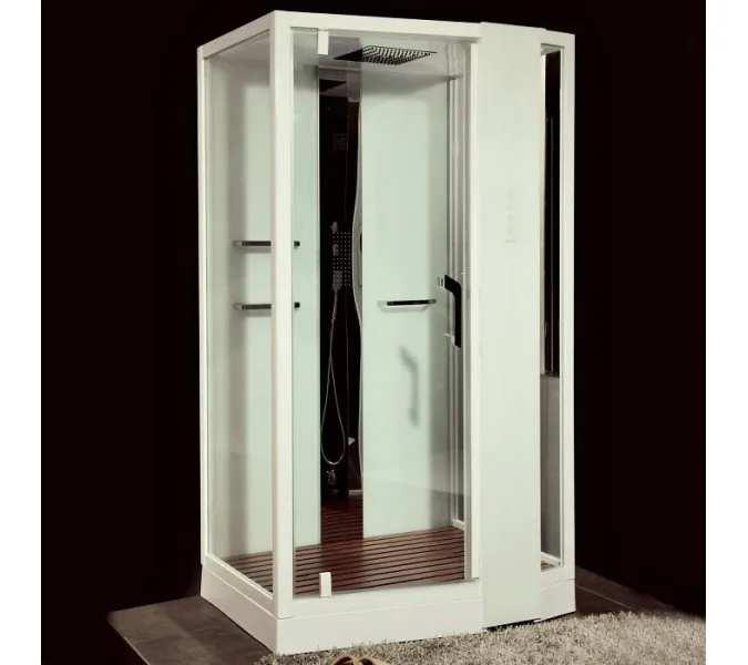 Душевая кабина прямоугольная с паром Orans SR-89105RS/LS White  L/R, Цвет профиля: Белый, Тип поддона: Низкий, Выбрать размер: 120x90, Ориентация: правая, изображение 2