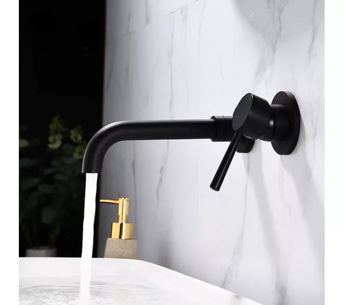 Смеситель для раковины скрытого монтажа ACWEN 6605B черный, Выбрать цвет: Черный, изображение 13