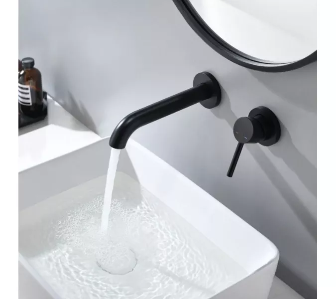 Смеситель для раковины скрытого монтажа ACWEN 6605B черный, Выбрать цвет: Черный, изображение 9