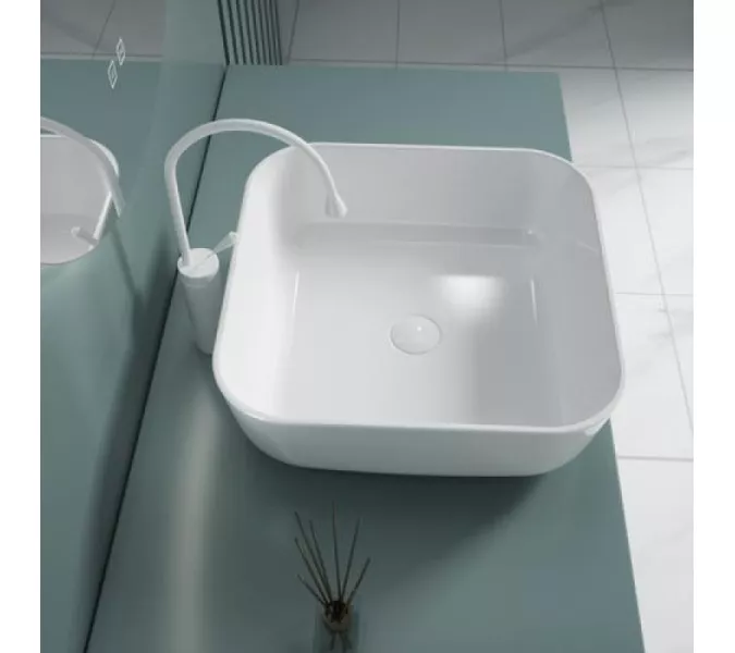 Раковина накладная "ERCINA-N" (white), Выбрать цвет: Белый, изображение 6