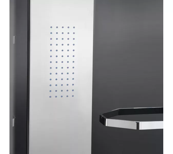 Душевая кабина прямоугольная с паром Orans SR-89101RS/LS Black  L/R, Цвет стекла: прозрачное, Цвет профиля: Черный, Тип поддона: Низкий, Выбрать размер: 100x100, Ориентация: правая, изображение 2