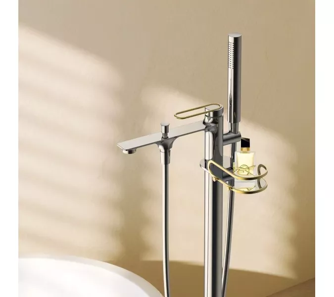 Смеситель напольный Acwen 2211QL оружейная сталь, изображение 3