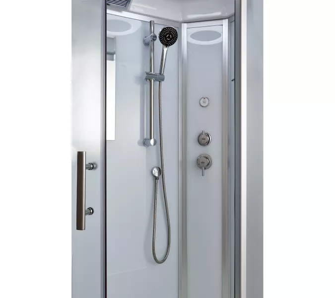 Душевая кабина четверть круга Timo Standart  T-6600/6680/6690 SF высокий поддон, Цвет стекла: матовое, Выбрать цвет: Хром, Выбрать размер: 80x80 , Комплектация: без гидромассажа, изображение 3