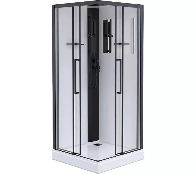 Душевая кабина ESBANO ESM-90CKR  90х90х215, Цвет стекла: прозрачное, Цвет профиля: Черный, Тип поддона: Низкий, Выбрать размер: 90х90