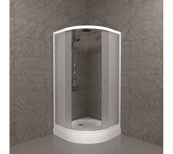 Душевое ограждение Triton ВЕЛЬВЕТ А низкий поддон, Цвет стекла: матовое, Цвет профиля: Белый, Тип поддона: Низкий, Выбрать размер: 80х80, изображение 2