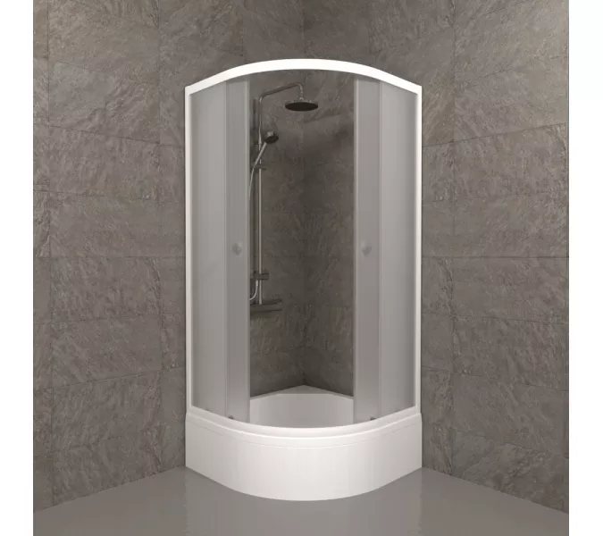 Душевое ограждение Triton ВЕЛЬВЕТ B средний поддон, Цвет стекла: матовое, Цвет профиля: Белый, Тип поддона: Средний, Выбрать размер: 90х90, изображение 3