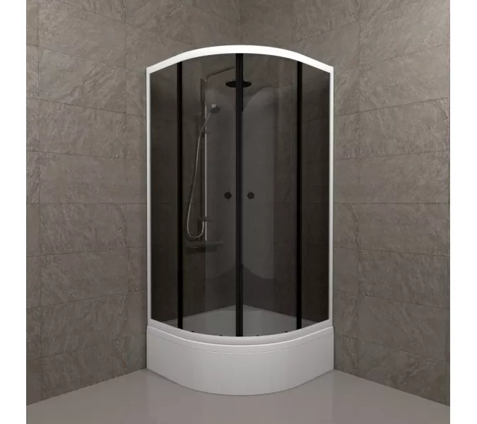 Душевое ограждение Triton ГРЭЙ B средний поддон, Цвет профиля: Белый, Тип поддона: Средний, Выбрать размер: 90х90