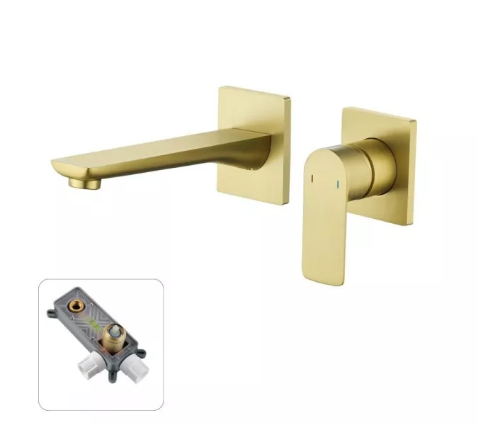 Смеситель для раковины скрытого монтажа ACWEN 6614C матовое золото, Выбрать цвет: Золото, изображение 11