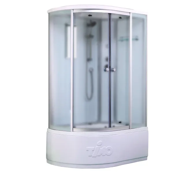 Душевая кабина асимметричная Timo STANDART T-6620S L/R высокий поддон, Цвет стекла: рифленое, Выбрать цвет: Хром, Выбрать размер: 120x85, Ориентация: Правая , Комплектация: без гидромассажа, изображение 2