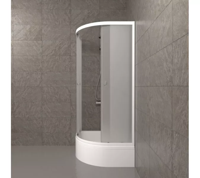 Душевое ограждение Triton ВЕЛЬВЕТ B средний поддон, Цвет стекла: матовое, Цвет профиля: Белый, Тип поддона: Средний, Выбрать размер: 90х90, изображение 4