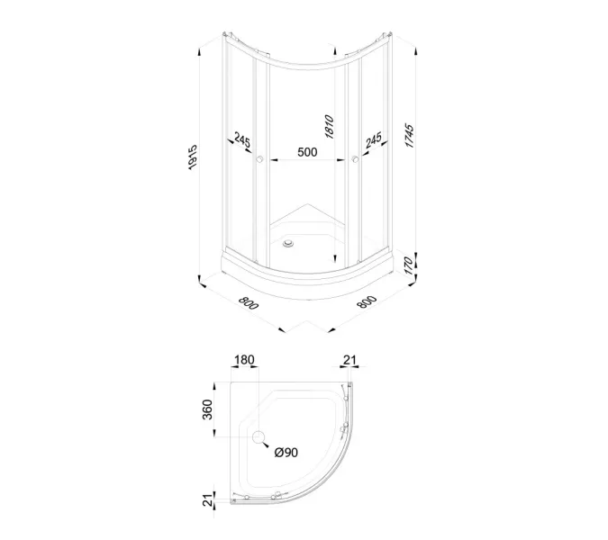 Душевое ограждение Triton ВЕЛЬВЕТ А низкий поддон, Цвет стекла: матовое, Цвет профиля: Белый, Тип поддона: Низкий, Выбрать размер: 80х80, изображение 6
