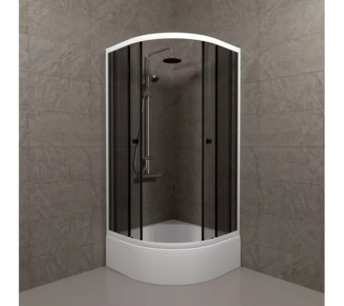 Душевое ограждение Triton ГРЭЙ B средний поддон, Цвет профиля: Белый, Тип поддона: Средний, Выбрать размер: 90х90, изображение 4